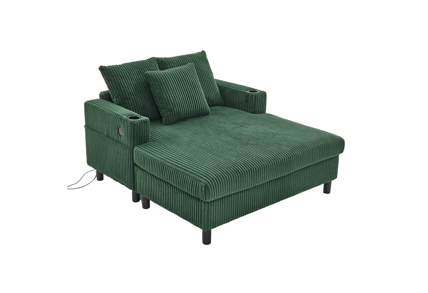 Fanttik Polsterliege Relaxsessel mit LED-Licht und Ladestation (Set), Weicher Chaiselongue-Liegesessel it seitlichen Getränkehaltern von Fanttik