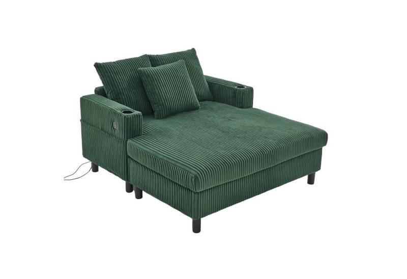 Fanttik Polsterliege Relaxsessel mit LED-Licht und Ladestation (Set), Weicher Chaiselongue-Liegesessel it seitlichen Getränkehaltern von Fanttik