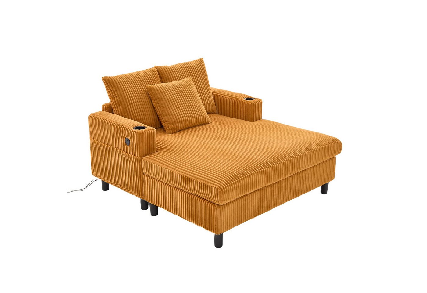 Fanttik Polsterliege Relaxsessel mit LED-Licht und Ladestation (Set), Weicher Chaiselongue-Liegesessel it seitlichen Getränkehaltern von Fanttik