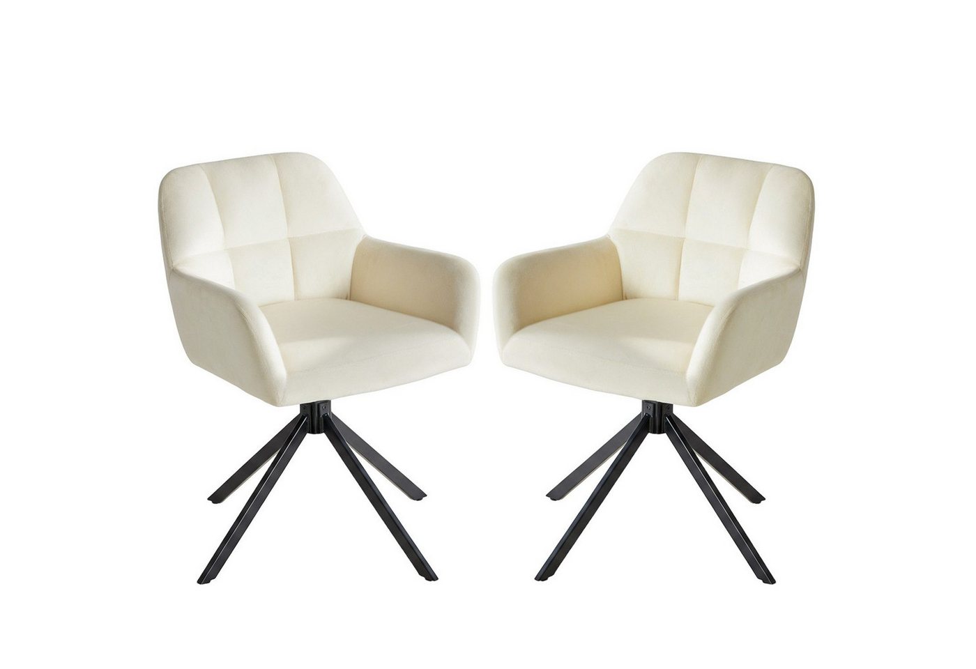 Fanttik Polsterstuhl Esszimmerstuhl mit Armlehne (2 St), 360° Drehfunktion, Samtpolsterung von Fanttik