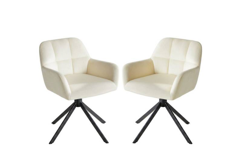 Fanttik Polsterstuhl Esszimmerstuhl mit Armlehne (2 St), 360° Drehfunktion, Samtpolsterung von Fanttik