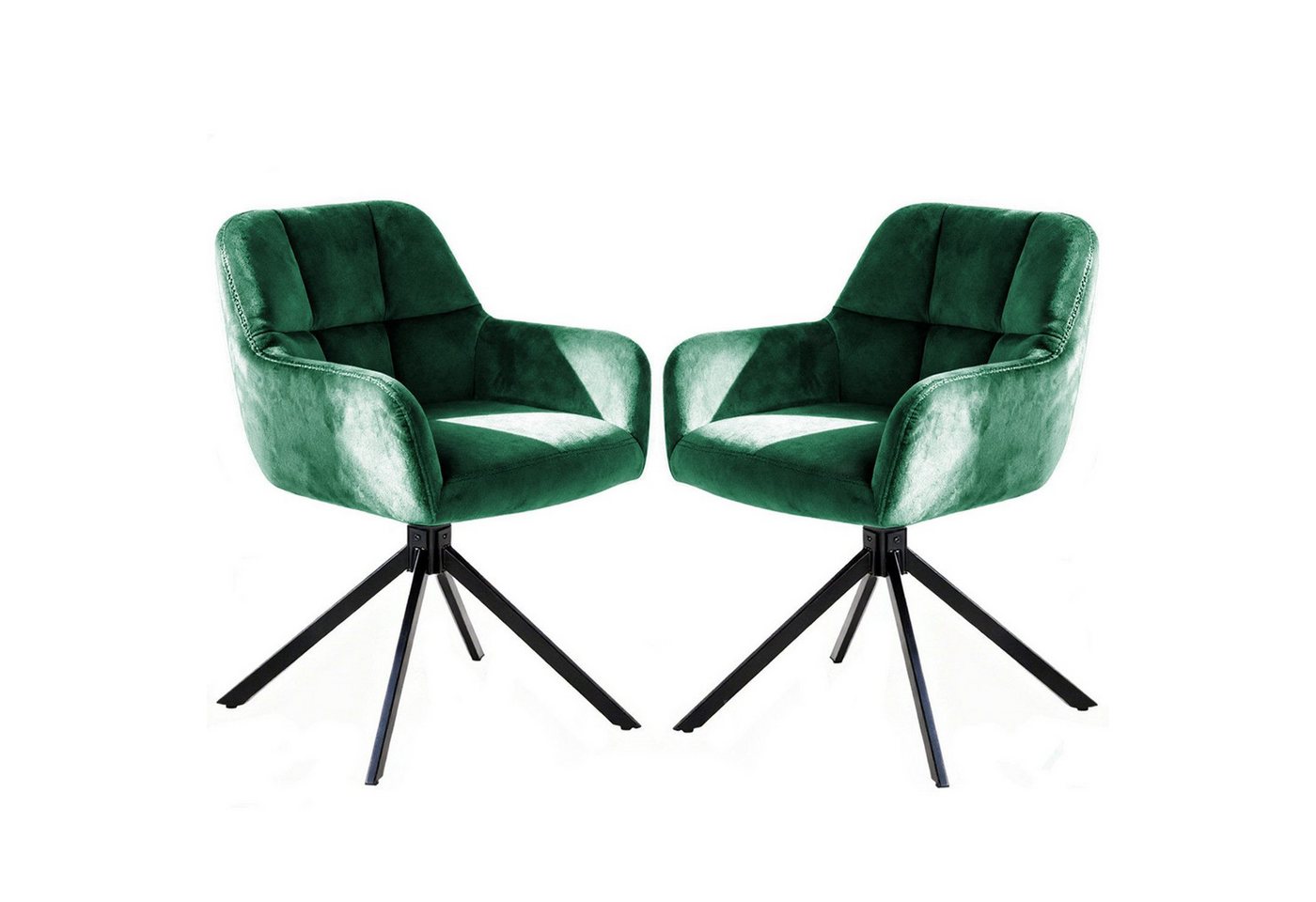 Fanttik Polsterstuhl Esszimmerstuhl mit Armlehne (2 St), 360° Drehfunktion, Samtpolsterung von Fanttik