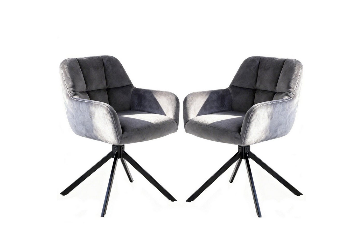 Fanttik Polsterstuhl Esszimmerstuhl mit Armlehne (2 St), 360° Drehfunktion, Samtpolsterung von Fanttik