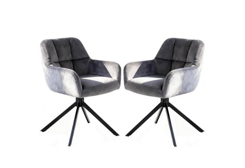 Fanttik Polsterstuhl Esszimmerstuhl mit Armlehne (2 St), 360° Drehfunktion, Samtpolsterung von Fanttik