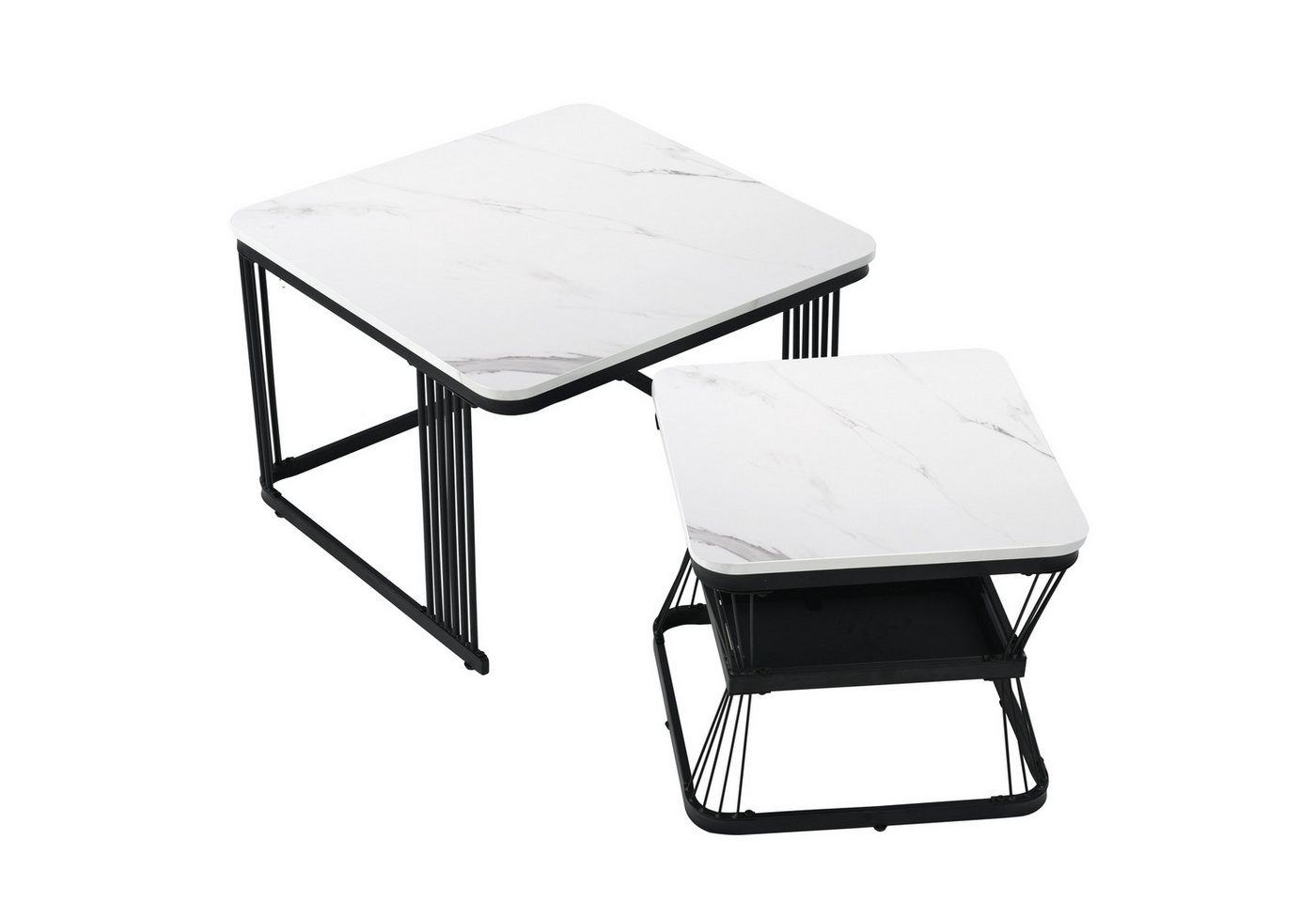 Fanttik Satztisch Satztisch, Wohnzimmertisch Kaffeetisch Ablagetische, Quadrat (2er-Set), Breite 65 cm,Tischplatte aus hochwertiger Keramik von Fanttik