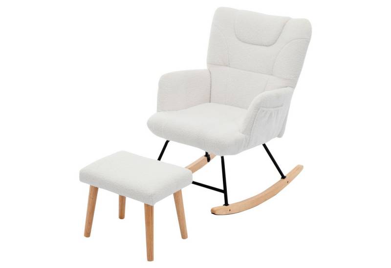 Fanttik Schaukelstuhl Ergonomisch inklusive Fußhocker, stabiler Gummiholzrahmen (Set), 2er Set von Fanttik