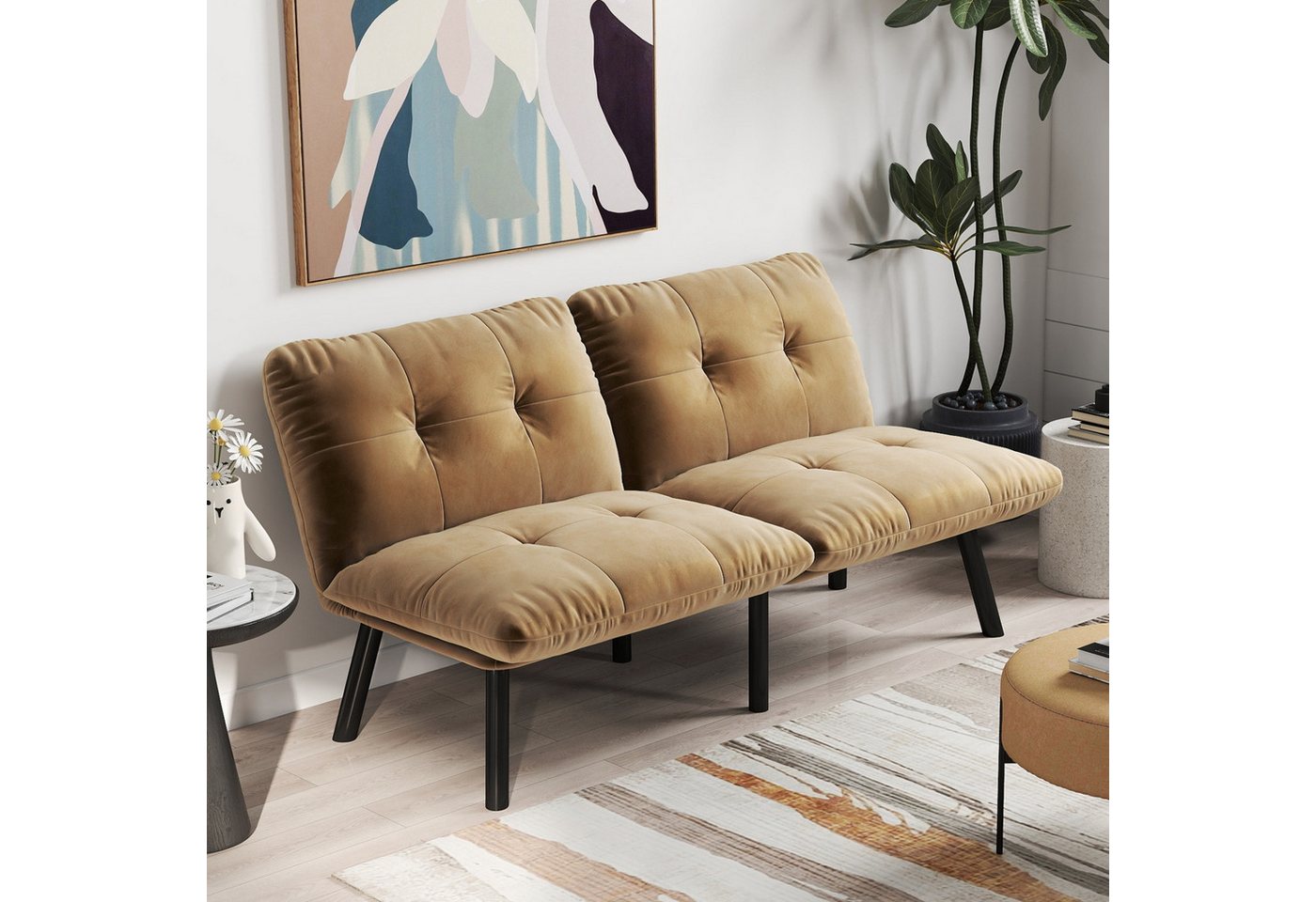 Fanttik Schlafsofa 2-Sitzer Doppelsofa klappbares Sofabett Futon-Couch mit Schlaffunktion, Verstellbare Rückenlehne und Armstützen für individuellen Sitzkomfort, platzsparendes Gästebett für Schlafzimmer, Wohnzimmer Fanttik Schlafsofa 2-Sitzer Doppelsofa klappbares Sofabett Futon-Couch mit Schlaffunktion, Verstellbare Rückenlehne und Armstützen für individuellen Sitzkomfort, platzsparendes Gästebett für Schlafzimmer, Wohnzimmer von Fanttik