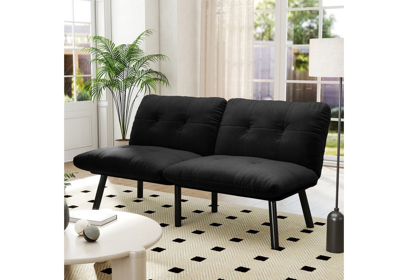 Fanttik Schlafsofa 2-Sitzer Doppelsofa klappbares Sofabett Futon-Couch mit Schlaffunktion, Verstellbare Rückenlehne und Armstützen für individuellen Sitzkomfort, platzsparendes Gästebett für Schlafzimmer, Wohnzimmer Fanttik Schlafsofa 2-Sitzer Doppelsofa klappbares Sofabett Futon-Couch mit Schlaffunktion, Verstellbare Rückenlehne und Armstützen für individuellen Sitzkomfort, platzsparendes Gästebett für Schlafzimmer, Wohnzimmer von Fanttik