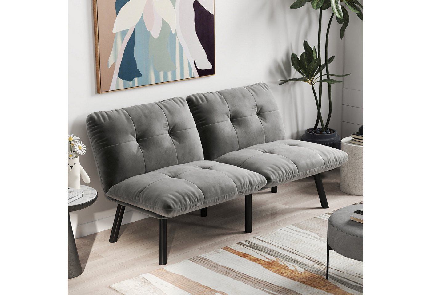 Fanttik Schlafsofa 2-Sitzer Doppelsofa klappbares Sofabett Futon-Couch mit Schlaffunktion, Verstellbare Rückenlehne und Armstützen für individuellen Sitzkomfort, platzsparendes Gästebett für Schlafzimmer, Wohnzimmer Fanttik Schlafsofa 2-Sitzer Doppelsofa klappbares Sofabett Futon-Couch mit Schlaffunktion, Verstellbare Rückenlehne und Armstützen für individuellen Sitzkomfort, platzsparendes Gästebett für Schlafzimmer, Wohnzimmer von Fanttik