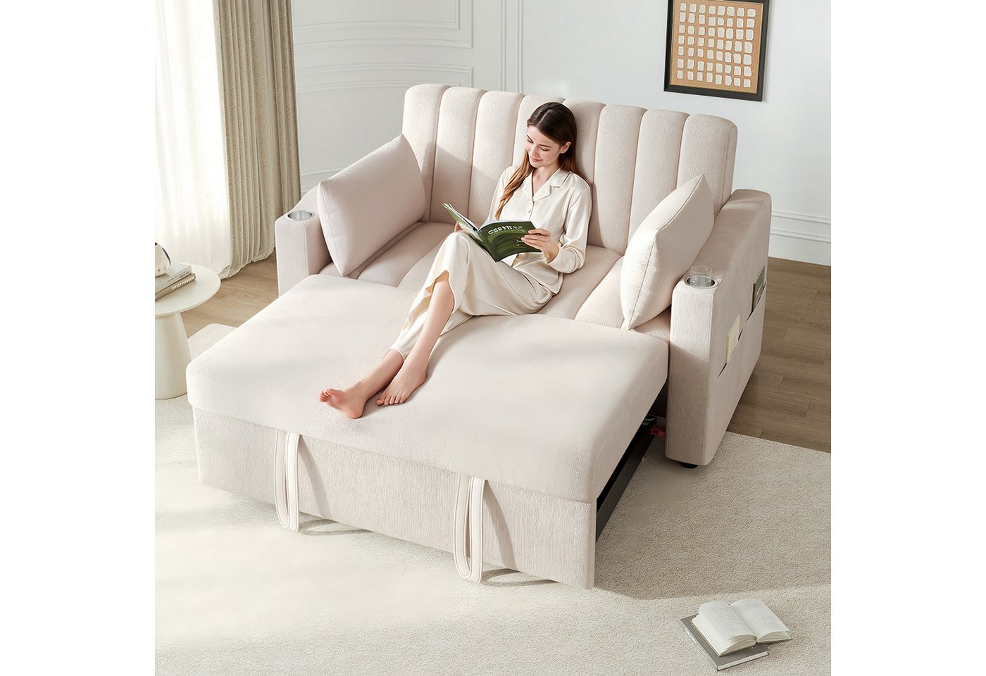 Fanttik Schlafsofa modernes Doppel-Klappschlafsofa Bettsofa mit Schlaffunktion Sofa, Multifunktionssofa,Doppelsofa mit verstellbarer Rückenlehne, Getränkehalter und Kissen,geeignet für Wohnzimmer,Schlafzimmer,Wohnung Fanttik Schlafsofa modernes Doppel-Klappschlafsofa Bettsofa mit Schlaffunktion Sofa, Multifunktionssofa,Doppelsofa mit verstellbarer Rückenlehne, Getränkehalter und Kissen,geeignet für Wohnzimmer,Schlafzimmer,Wohnung von Fanttik