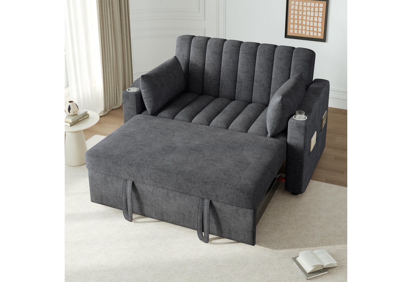 Fanttik Schlafsofa modernes Doppel-Klappschlafsofa Bettsofa mit Schlaffunktion Sofa, Multifunktionssofa,Doppelsofa mit verstellbarer Rückenlehne, Getränkehalter und Kissen,geeignet für Wohnzimmer,Schlafzimmer,Wohnung Fanttik Schlafsofa modernes Doppel-Klappschlafsofa Bettsofa mit Schlaffunktion Sofa, Multifunktionssofa,Doppelsofa mit verstellbarer Rückenlehne, Getränkehalter und Kissen,geeignet für Wohnzimmer,Schlafzimmer,Wohnung von Fanttik
