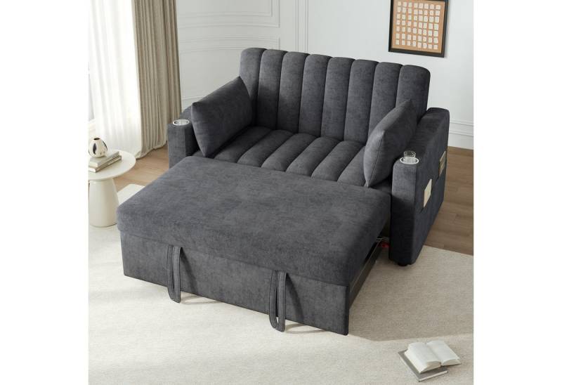 Fanttik Schlafsofa modernes Doppel-Klappschlafsofa Bettsofa mit Schlaffunktion Sofa, Multifunktionssofa,Doppelsofa mit verstellbarer Rückenlehne, Getränkehalter und Kissen,geeignet für Wohnzimmer,Schlafzimmer,Wohnung von Fanttik