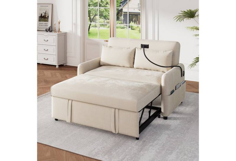 Fanttik Schlafsofa modernes Doppel-Klappschlafsofa Bettsofa mit Schlaffunktion Sofa, verstellbare Rückenlehne, Handyhalter, USB-Ladeanschluss, geeignet für Wohnzimmer, Schlafzimmer, Heimkino-Wohnung von Fanttik