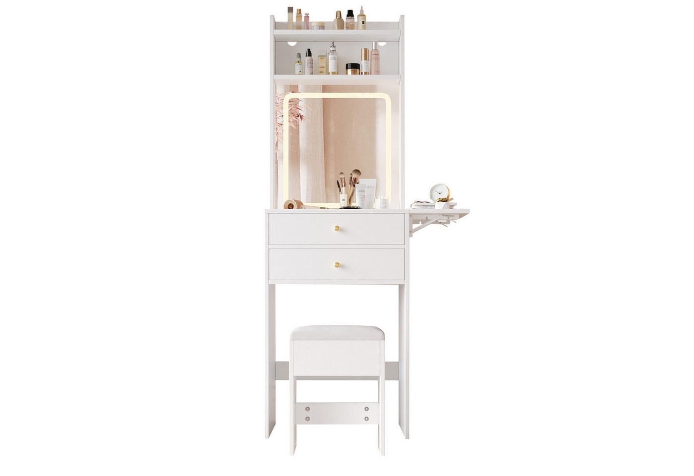 Fanttik Schminktisch Frisiertisch, Kosmetiktisch, Schublade und offene Ablagen inkl Hocke (Set, 2er Set), Breite 75 cm von Fanttik