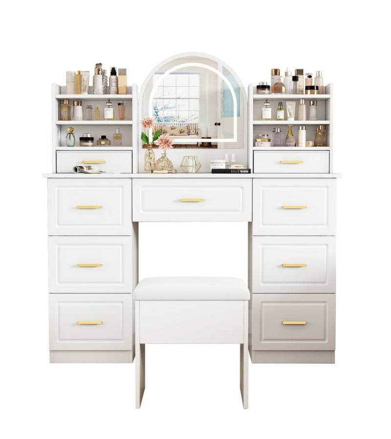 Fanttik Schminktisch Großer Schminktisch, Maße 120 x 40 x 135 cm (Set, 2er Set), Breite 120 cm von Fanttik