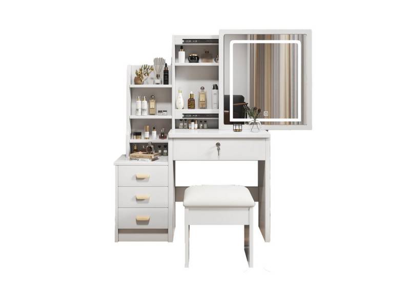 Fanttik Schminktisch Kosmetiktisch mit LED-Beleuchtun Inklusive Weichem Hocker (Set, 2er Set), Breite 85 cm von Fanttik