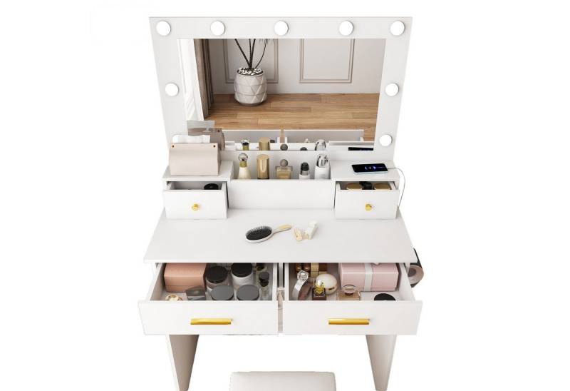 Fanttik Schminktisch Kosmetiktisch mit LED-Beleuchtung, modern (Set, 2er Set), Breite 80 cm von Fanttik