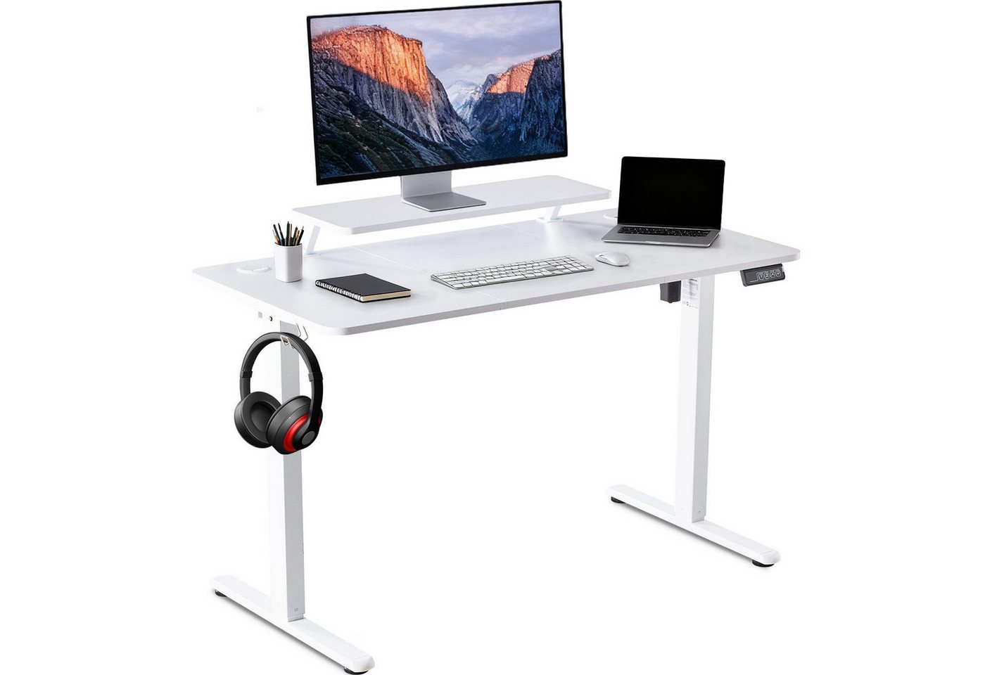 Fanttik Schreibtisch Höhenverstellbarer Elektrisch Memory-Funktion, Computertisch mit Monitorständer, stufenlos verstellbar,120/140/160 cm von Fanttik