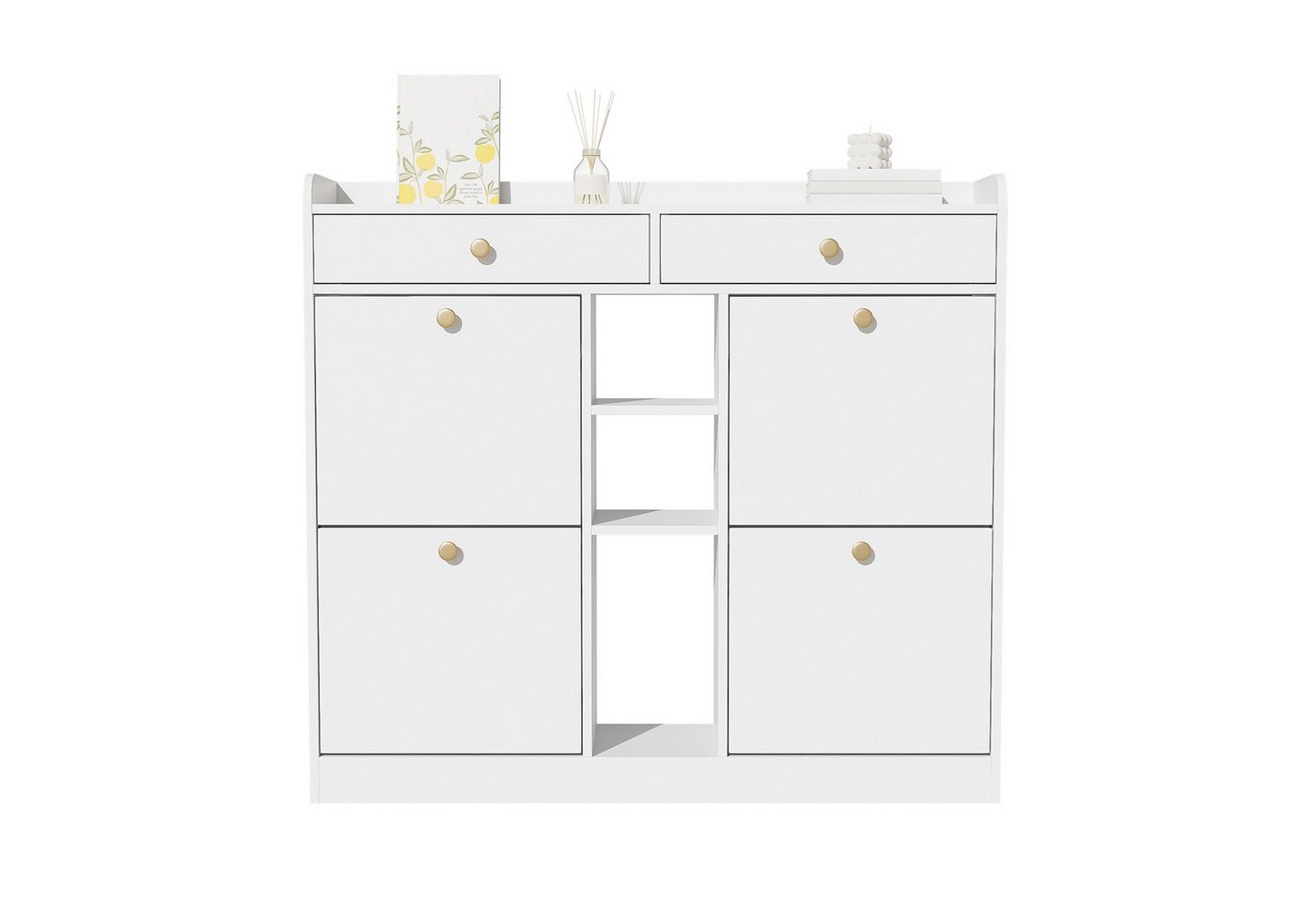 Fanttik Schuhschrank EdlerSchuhschrank mit 2 Schubladen, 3 offenen Fächern, 4 Falttüren für moderne Flure und Eingangsbereiche, 110 x 26 x 100 cm, schwarzer Fanttik Schuhschrank EdlerSchuhschrank mit 2 Schubladen, 3 offenen Fächern, 4 Falttüren für moderne Flure und Eingangsbereiche, 110 x 26 x 100 cm, schwarzer von Fanttik