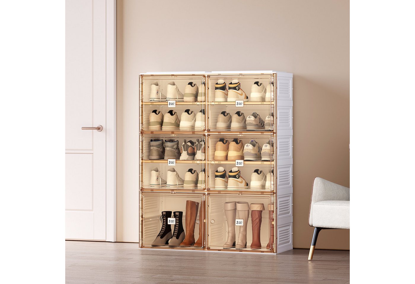 Fanttik Schuhschrank Schuhschrank Tragbarer Schuhschrank für das Wohnzimmer – Stapelbarer (Set) Cabinet with Doors and Shelves,Shoe Box for Closet von Fanttik
