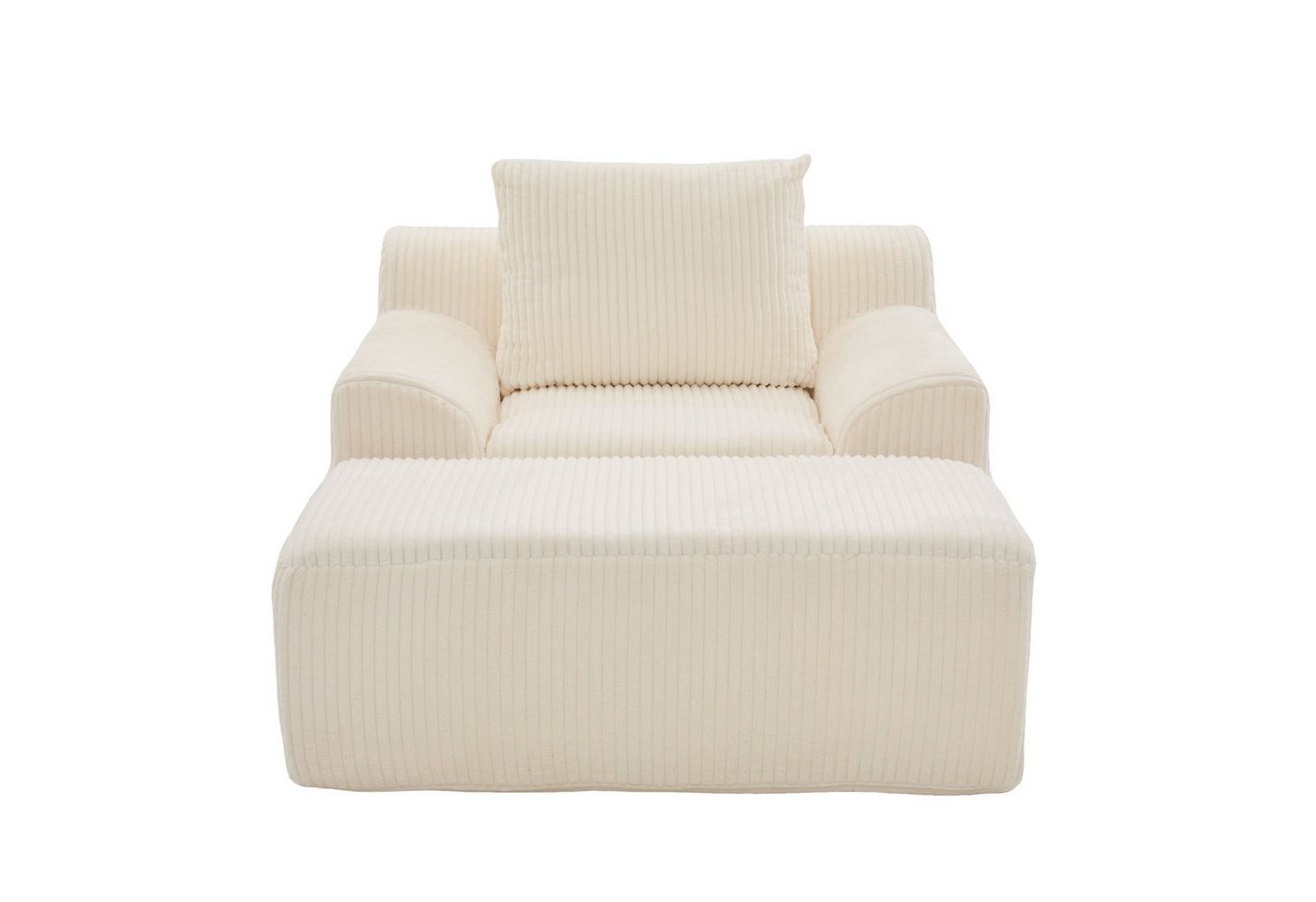 Fanttik Sessel Loungesessel Sofasessel mit Seitentaschen und Kissen, Sitzsacksofa (Set, Relaxsessel inkl. Hocker) von Fanttik