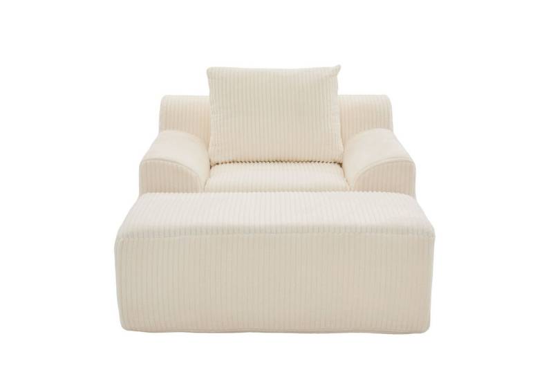 Fanttik Sessel Loungesessel Sofasessel mit Seitentaschen und Kissen, Sitzsacksofa (Set, Relaxsessel inkl. Hocker) von Fanttik