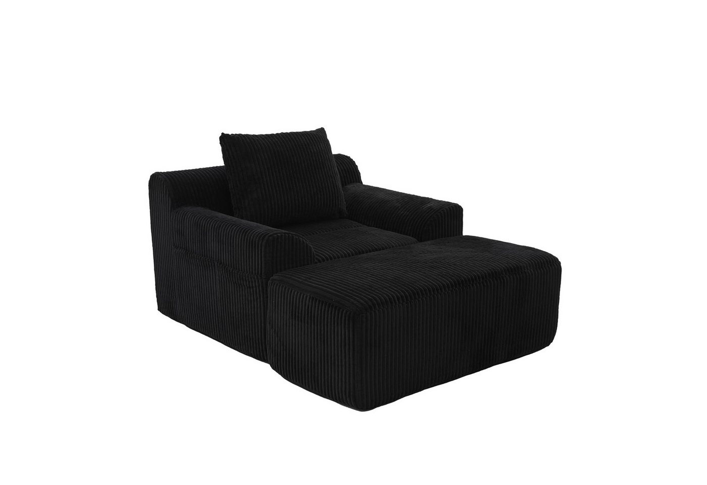 Fanttik Sessel Loungesessel Sofasessel mit Seitentaschen und Kissen, Sitzsacksofa (Set, Relaxsessel inkl. Hocker) von Fanttik