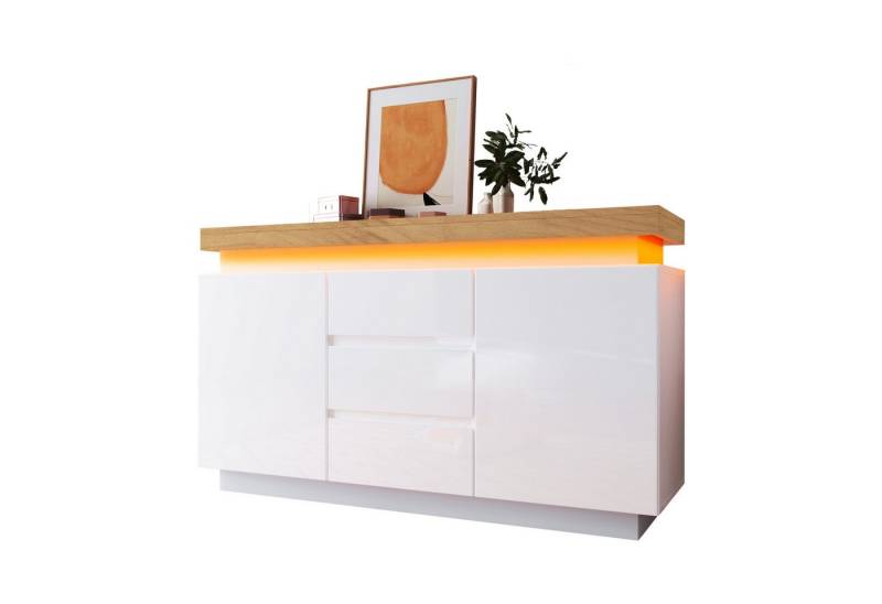 Fanttik Sideboard Kommode, Sideboard mit 2 Türen und 3 Schubladen von Fanttik