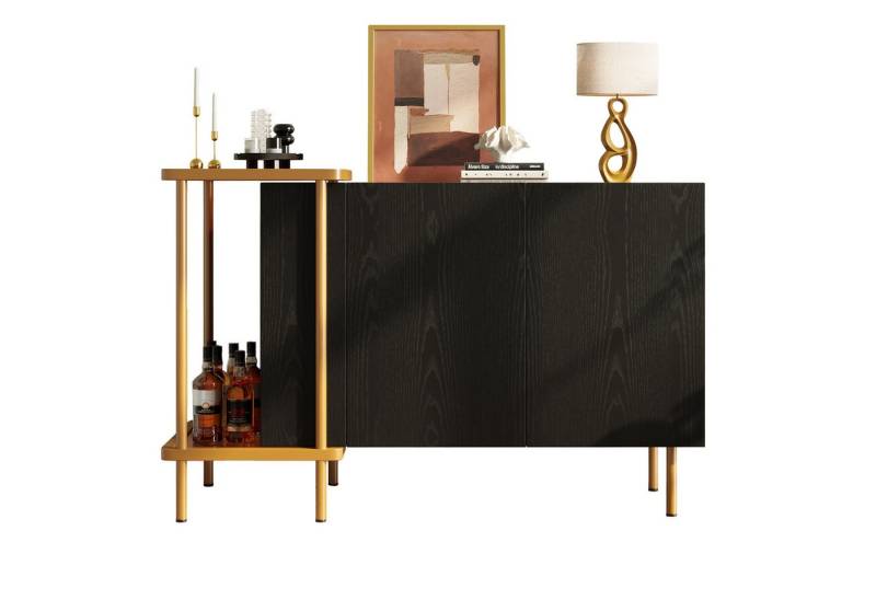 Fanttik Sideboard Kommode mit 2 Türen und 2 offenen, Breite 120 cm (Set, 1er set), Breite 120 cm von Fanttik