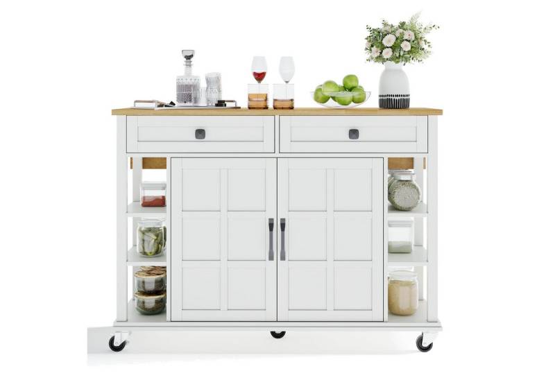 Fanttik Sideboard Multifunktionaler Küchenwagen mit klappbarer Arbeitsplatte (Set, 2 Schubladen), Breite 120 cm von Fanttik