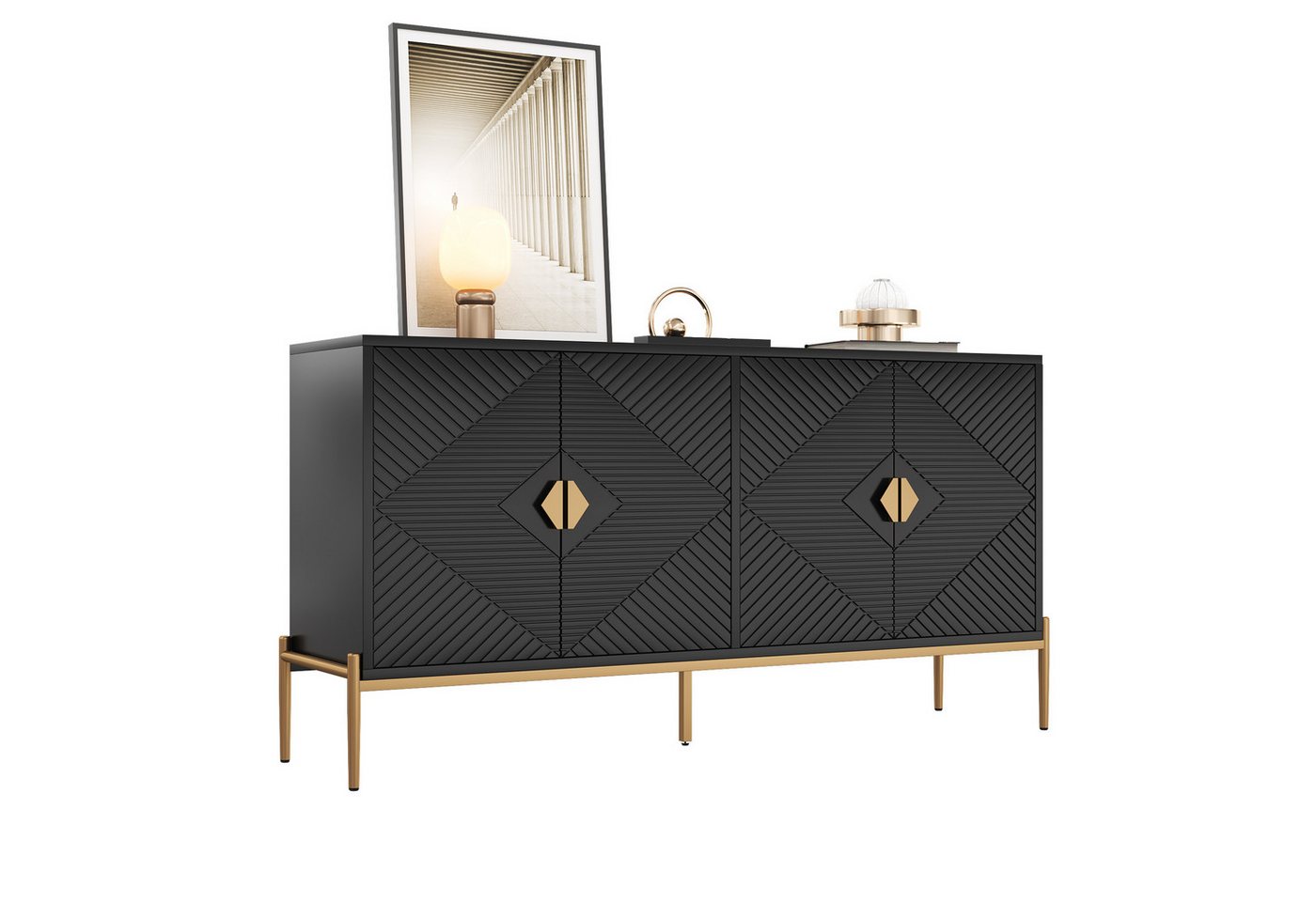 Fanttik Sideboard Schränke, Lagerschränke, Kommode (Set, 1 er set), geeignet für Wohnzimmer/Esszimmer/Eingang, 162 x 40 x 80cm von Fanttik