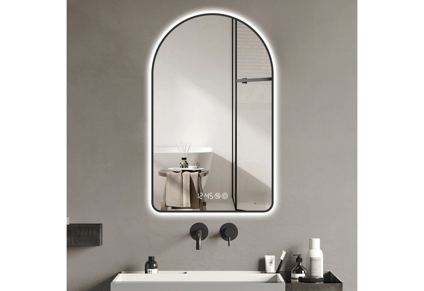 Fanttik Spiegel Wandspiegel 120x60 120x70 Badspiegel (Set, 1er eet), Wandspiegel, LED, Wandspiegel,Wandspiegel, Bogenförmiger Spiegel von Fanttik