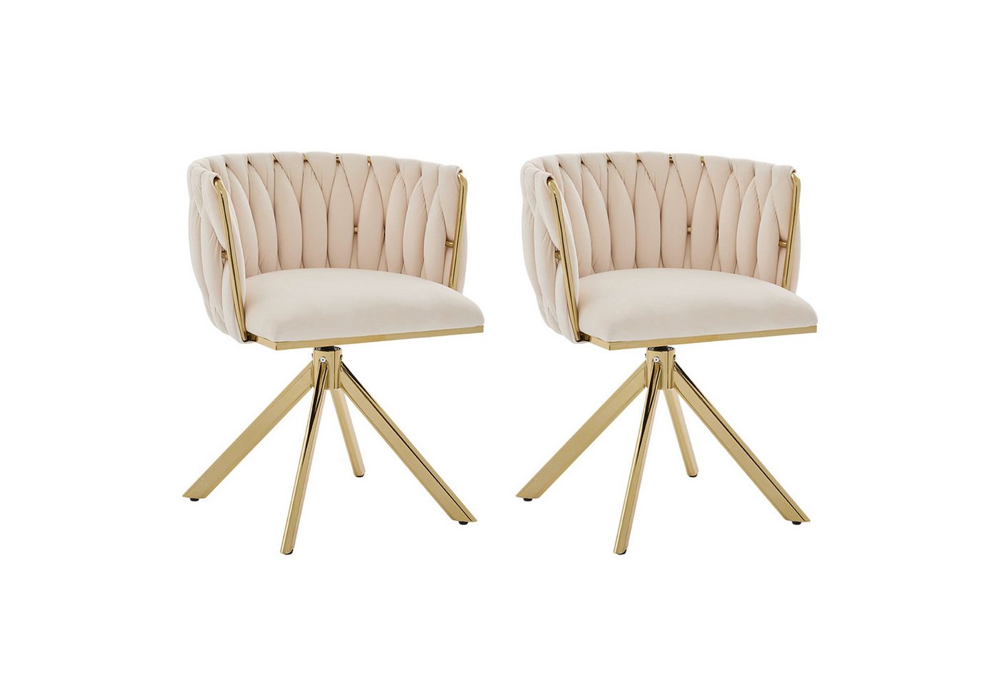 Fanttik Stuhl Esszimmerstuhl 180°Küchenstuhl Polsterstuhl Velourssessel Schminkstuhl (Set), 180°-Schwenkfunktion, rückengerechte Ergonomie und samtweicher Luxus von Fanttik