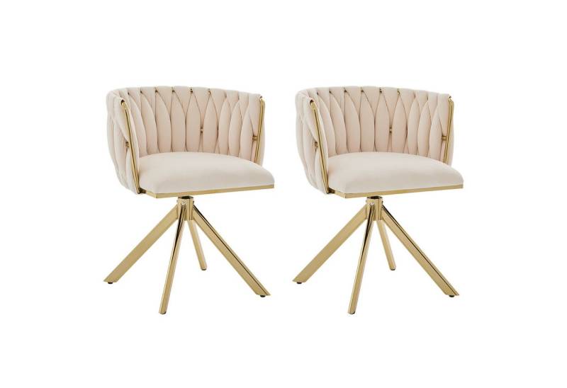 Fanttik Stuhl Esszimmerstuhl 180°Küchenstuhl Polsterstuhl Velourssessel Schminkstuhl (Set), 180°-Schwenkfunktion, rückengerechte Ergonomie und samtweicher Luxus von Fanttik