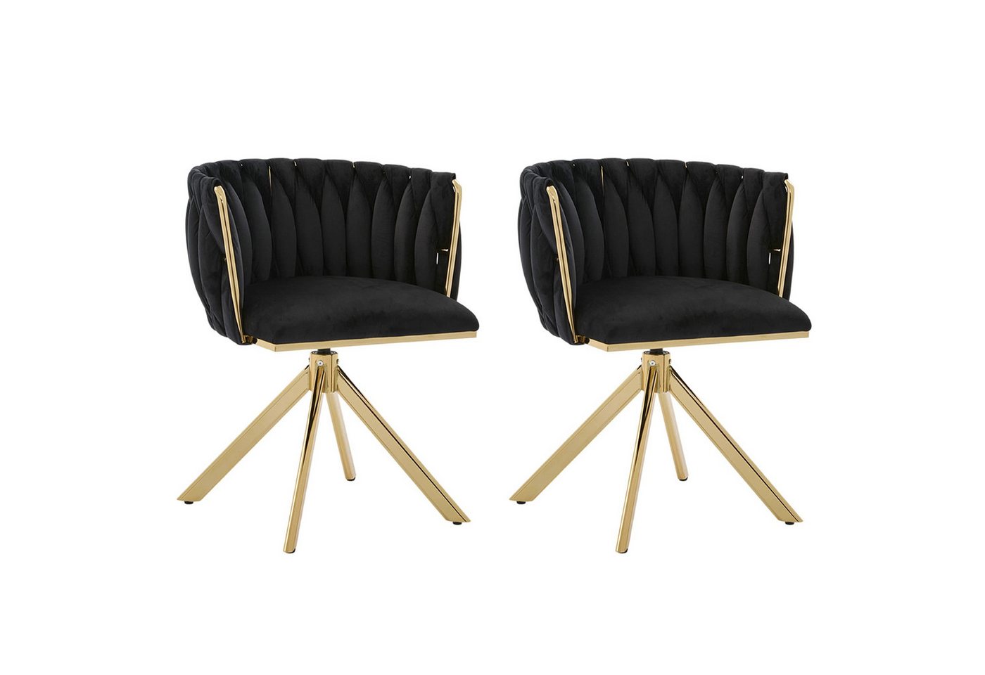 Fanttik Stuhl Esszimmerstuhl 180°Küchenstuhl Polsterstuhl Velourssessel Schminkstuhl (Set), 180°-Schwenkfunktion, rückengerechte Ergonomie und samtweicher Luxus von Fanttik