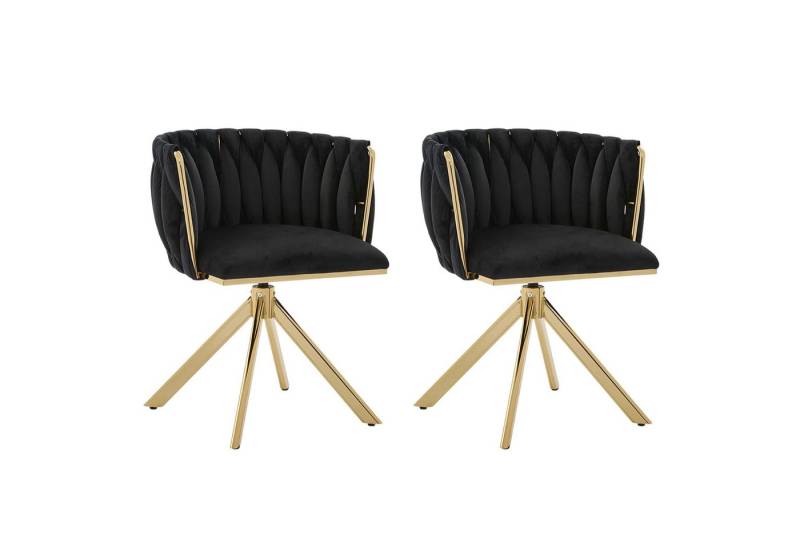 Fanttik Stuhl Esszimmerstuhl 180°Küchenstuhl Polsterstuhl Velourssessel Schminkstuhl (Set), 180°-Schwenkfunktion, rückengerechte Ergonomie und samtweicher Luxus von Fanttik