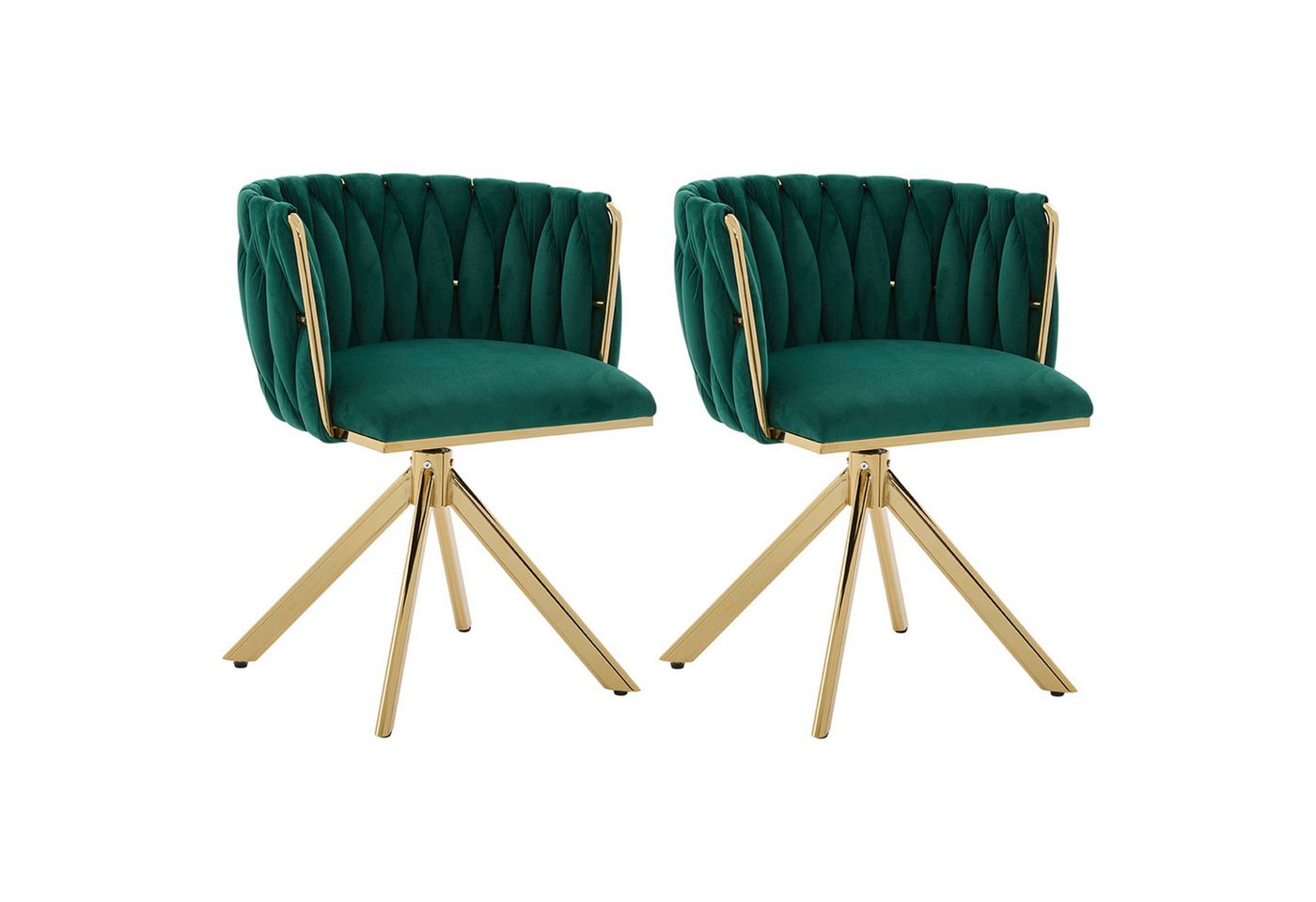 Fanttik Stuhl Esszimmerstuhl 180°Küchenstuhl Polsterstuhl Velourssessel Schminkstuhl (Set), 180°-Schwenkfunktion, rückengerechte Ergonomie und samtweicher Luxus von Fanttik