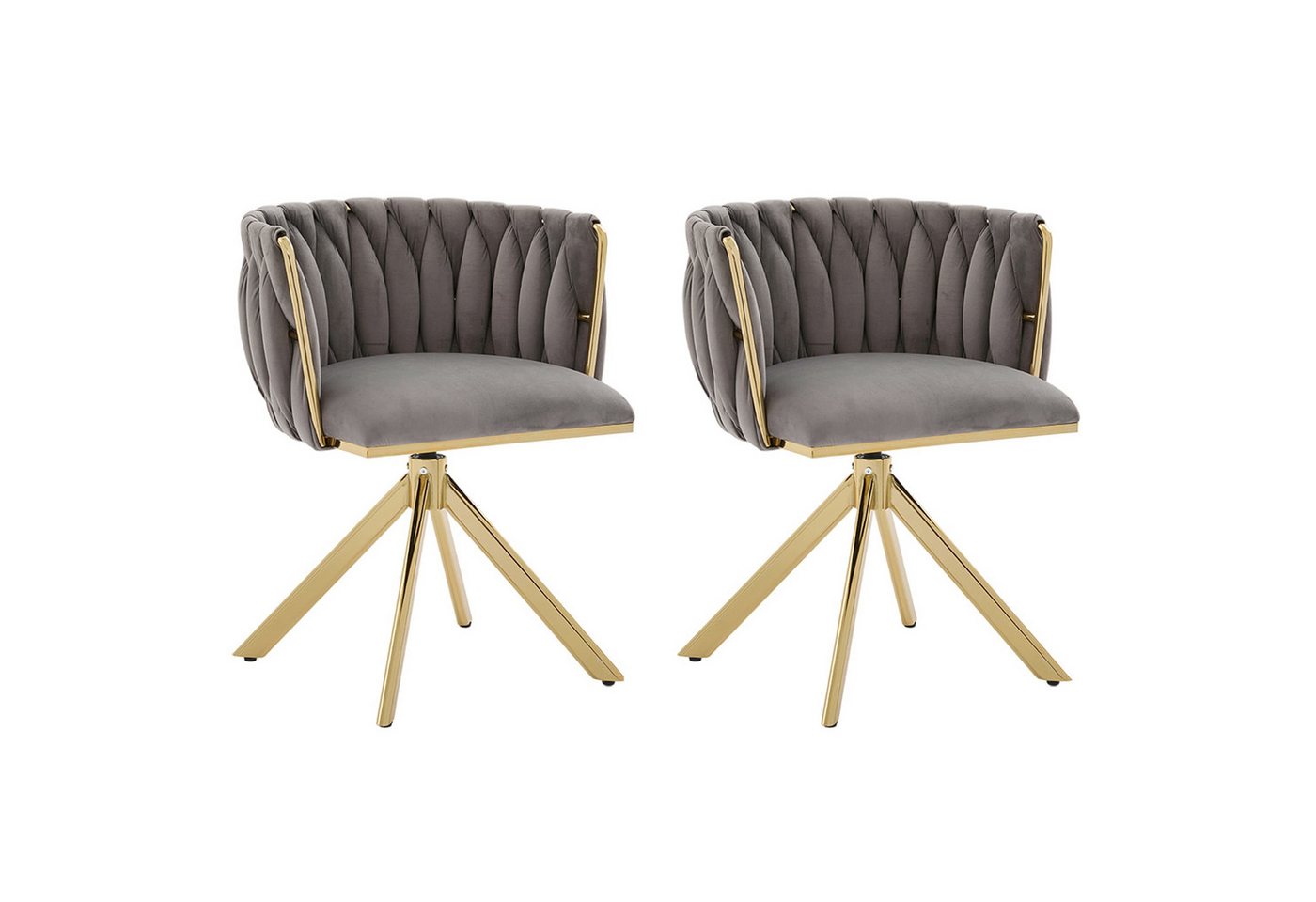 Fanttik Stuhl Esszimmerstuhl 180°Küchenstuhl Polsterstuhl Velourssessel Schminkstuhl (Set), 180°-Schwenkfunktion, rückengerechte Ergonomie und samtweicher Luxus von Fanttik