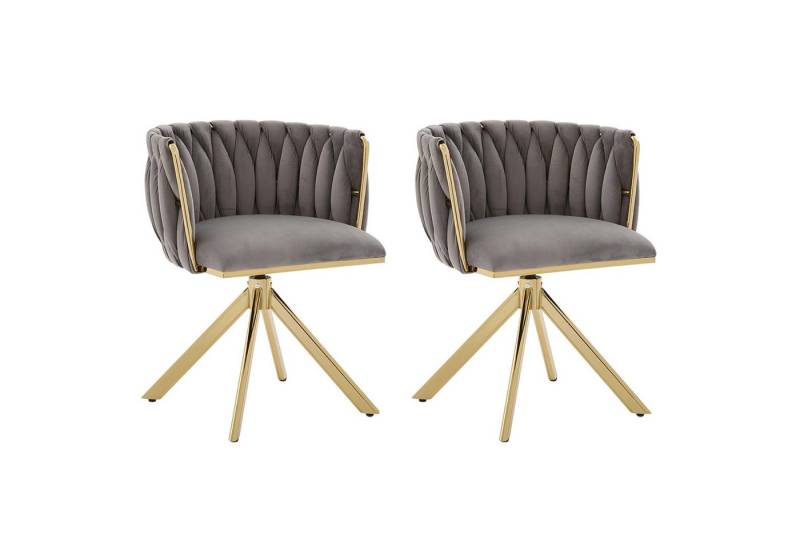 Fanttik Stuhl Esszimmerstuhl 180°Küchenstuhl Polsterstuhl Velourssessel Schminkstuhl (Set), 180°-Schwenkfunktion, rückengerechte Ergonomie und samtweicher Luxus von Fanttik