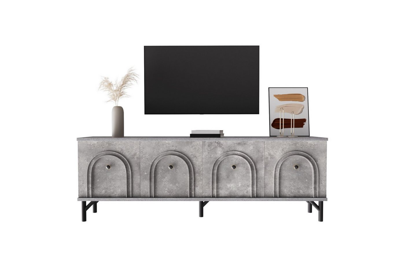 Fanttik TV-Schrank TV-Lowboards TV Schrank Fernsehschrank TV-Tisch (Modernes 4-türiges TV-Board,160 Lx38Bx55,5 H) Soft-Close-Scharniere–Perfekt für Wohnzimmer und Entertainment-Bereich von Fanttik