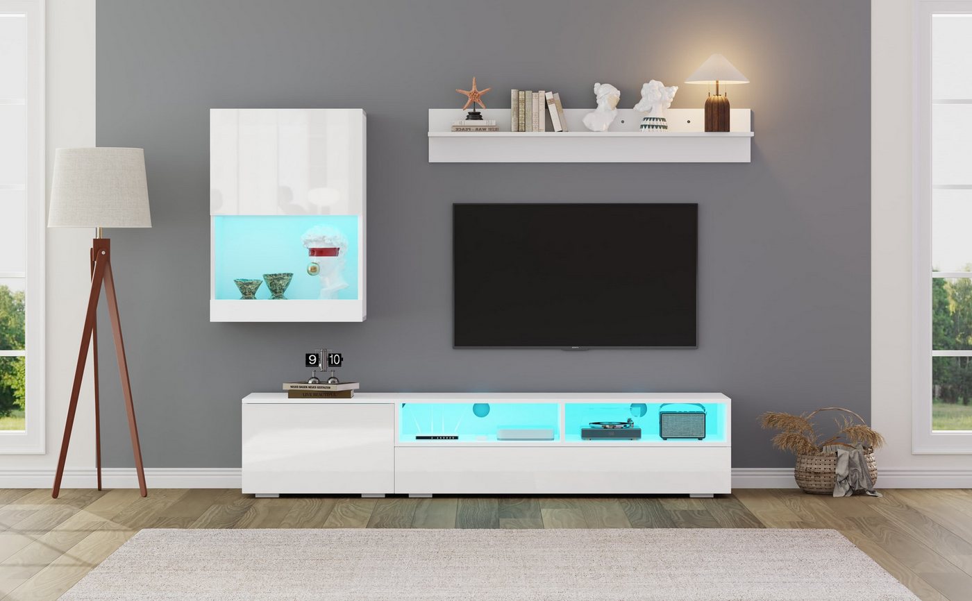 Fanttik TV-Schrank TV Wohnwand-set mit Vitrine, set mit Vitrine und LED TV Fanttik TV-Schrank TV Wohnwand-set mit Vitrine, set mit Vitrine und LED TV von Fanttik