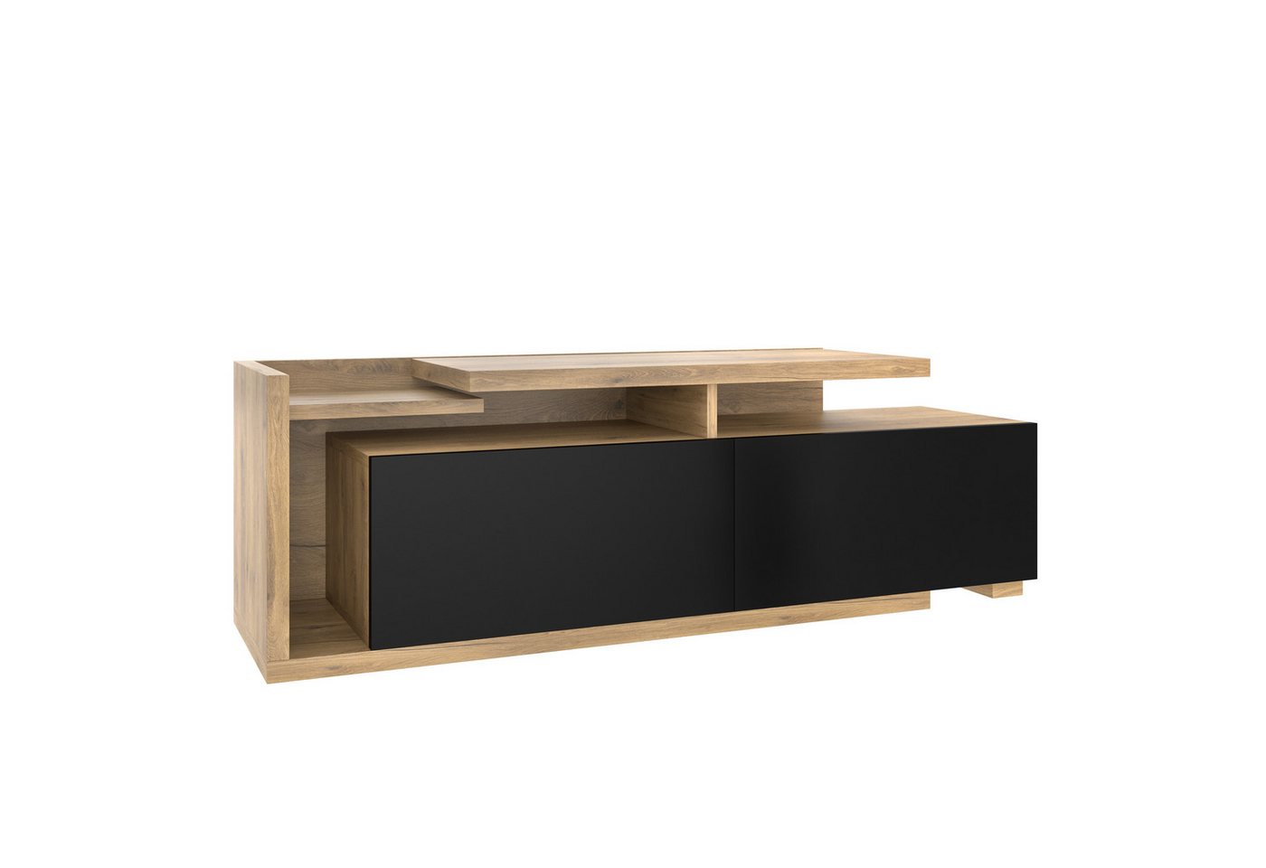 Fanttik TV-Schrank mit Stauraum und LED-Beleuchtung Stilvoll (Set, 1er Set, 2tlg) mit bewegbarem Modul Flexibles 2-in-1 Design individuell kombinierbar von Fanttik