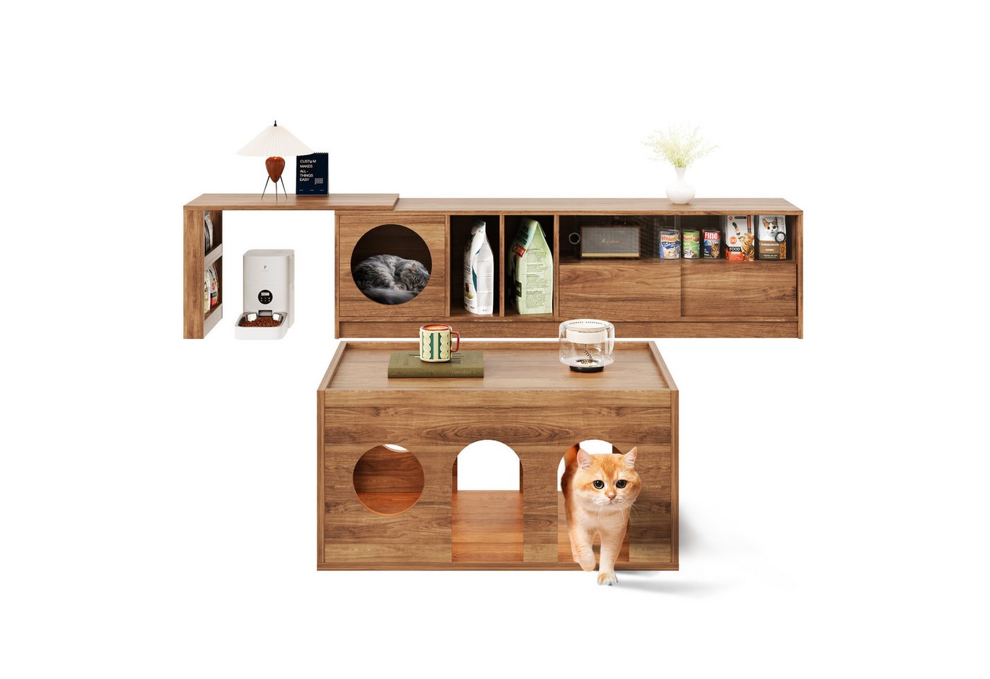 Fanttik Wohnwand -Set TV-Schrank + Couchtisch, (Set), Wohnzimmer-Kombinationsmöbel-Set, 2-teiliges TV-Schrank-Set von Fanttik