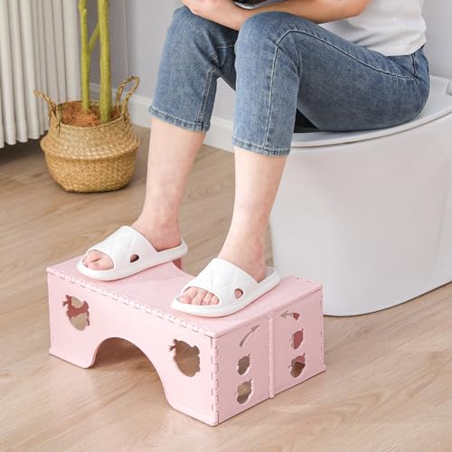 Toilettenhocker Klappbar - Physiologischer Hocker Badezimmer für Erwachsene und Kinder - WC Hocker (Rosa) von Fanwer