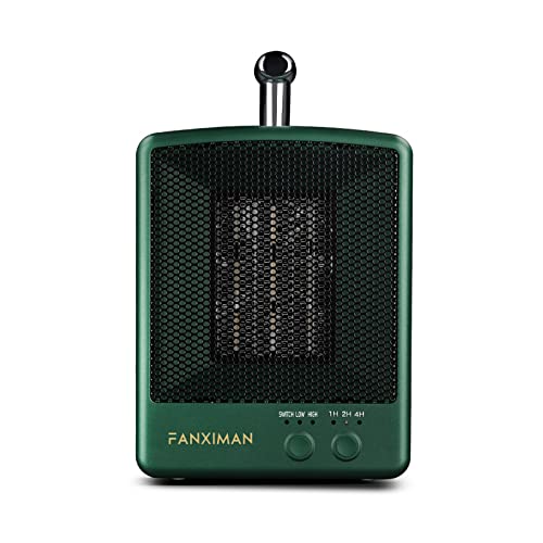 Fanximan Tragbare Innenraum Keramik Heizlüfter, Mini Instant Heater, Kleine Elektrisch Sparsam Heizofen mit Timer, Schnelles Aufheizen, Hohe & Niedrige Gangschaltung, Anti-Verbrühungs-Griff von Fanximan