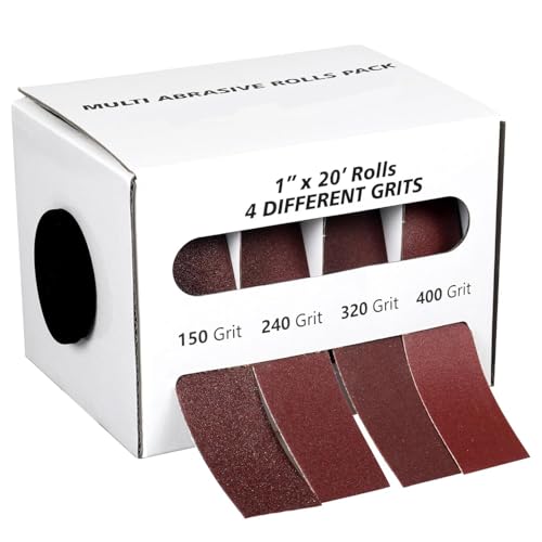 Schleifpapier auf der Rolle im Spender, 4 Rollen in verschiedenen Körnungen, 150 240 320 400 Grit Schleifpapier für Drechseln, Metallarbeiten, Möbelreparatur, Autoschleifen (4rolls 6m) von Fanxinzttc