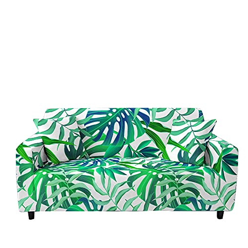 Fansushop Stretch Sofabezug Antirutsch Sofaüberwürfe mit Armlehnen, 3D Pflanzenblatt-Serie Ecksofa L Form Sofa/Couchbezug/Sesselbezug für Wohnzimmer Wohnkultur (Monstera,2 Sitzer(145-185cm)) von Fanxu