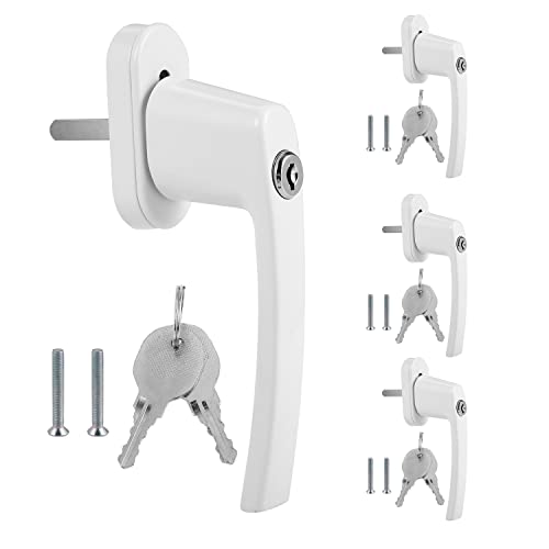 Faobureim 4 Stück Abschließbare Fenstergriffe,Fenstergriff Aluminium,Kindersicherung Fenstersicherung,Fensterschloss mit Schloss in Stiftlänge 35mm,Fenstergriffe Weiß, Für Fenster von Faobureim