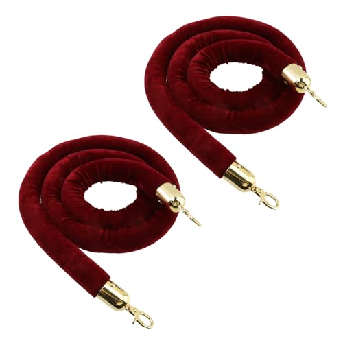 FarBoat 1,5 m Rotes Samt-Stanchionsseil, 2 Stück Crowd Control Barrier Rope mit polierten Goldhaken, Crowd Control Barrier Queue Ropes für Partys und Hotels, Rot FarBoat 1,5 m Rotes Samt-Stanchionsseil, 2 Stück Crowd Control Barrier Rope mit polierten Goldhaken, Crowd Control Barrier Queue Ropes für Partys und Hotels, Rot von FarBoat