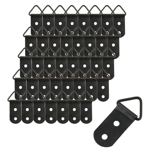 FarBoat Strapazierfähige D-Ring-Bilderaufhänger mit Schrauben, Eisen-Bilderrahmen, Doppellochverschluss, Bilderaufhängung für Uhren, Gemälde, Kunstwerke, 42,5 x 15,5 mm (L x B) von FarBoat